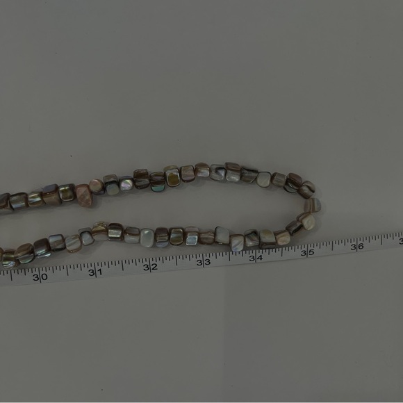Mother of Pearl Long Beaded Necklace | Earthy Neutral Shell Jewelry 68” - Picture 5 of 5